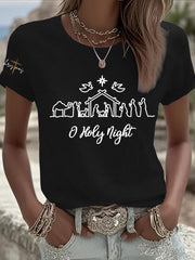 Women's “O Holy Night” Print Short Sleeve T-Shirt