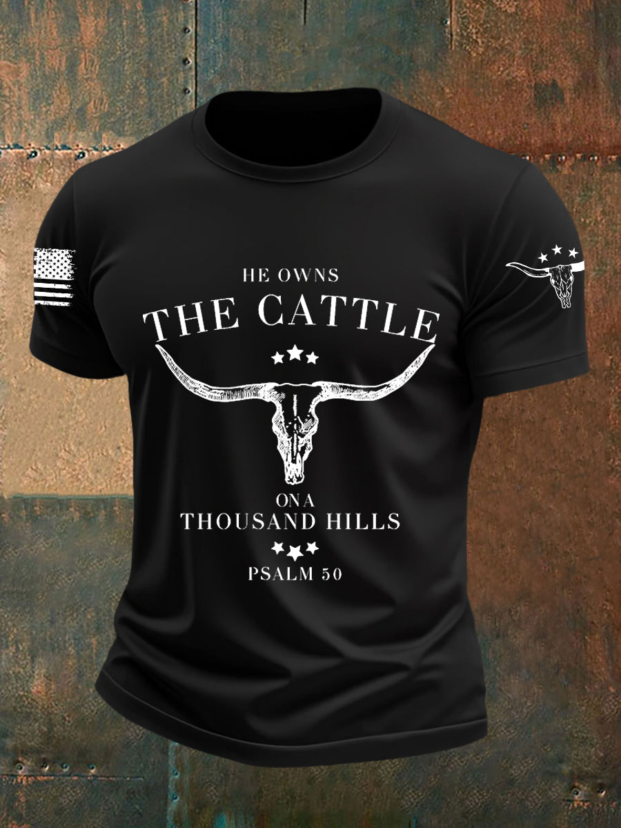 Men's He Owns The Cattle On A Thousand Hills Short-sleeved T-shirt