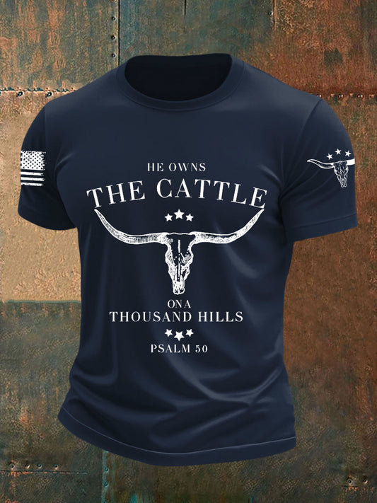 Men's He Owns The Cattle On A Thousand Hills Short-sleeved T-shirt