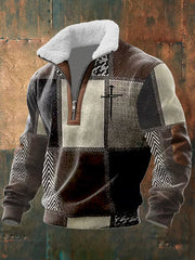 Men's Vintage Faith Cross baggy Zip-up Hoodie