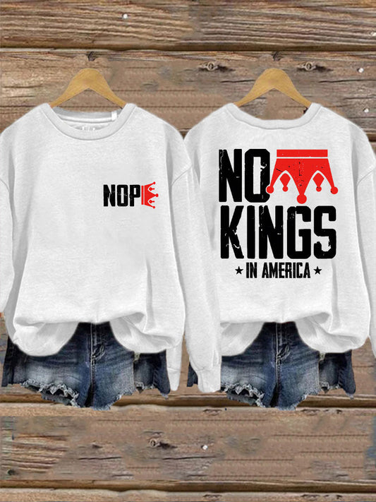 Women's No Kings Printed Casual Sweatshirt