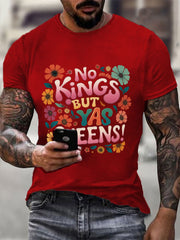 Men's 'No Kings, but Yaaas Queen' Print Casual T-shirt