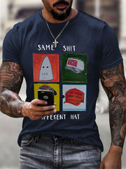 Men's Same Shit Different Hat Printed Casual T-shirt