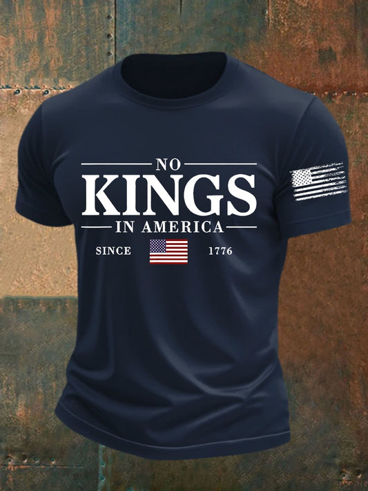 Men's No Kings In America Resist Trump Protest Patriotic T-shirt