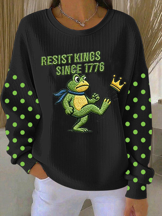 Women's Resist Kings Since 1776 Ribbed Round-Neck Sweatshirt