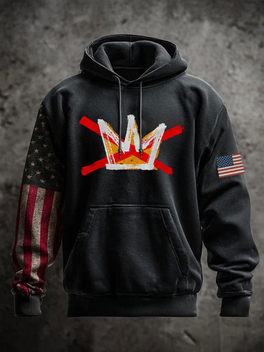 Men's No Kings Printed Casual Hoodie