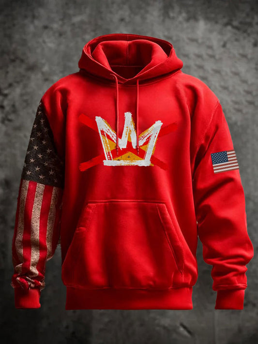 Men's No Kings Printed Casual Hoodie