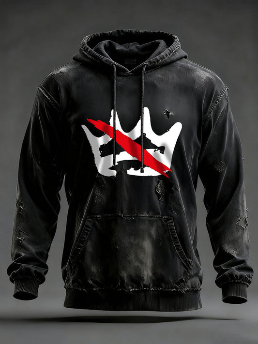 Men's No Kings Printed Casual Hoodie