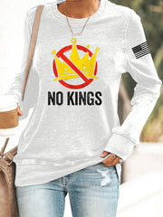 Women's No Kings In America USA Flag Print Sweatshirt