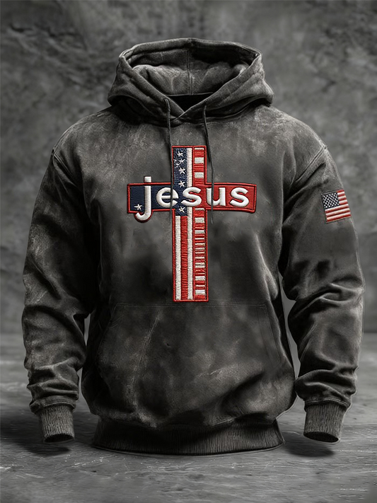 Men's Jesus Oversized Drop-Shoulder Hoodie with Pockets