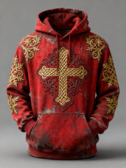 Men's Cross Print Casual Hoodie