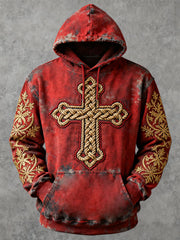 Men's Cross Print Casual Hoodie