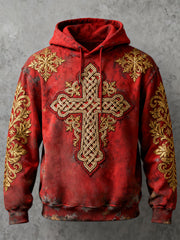 Men's Cross Print Casual Hoodie