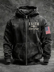 Men's Faith Over Fear Cross Zip-Up Hoodie
