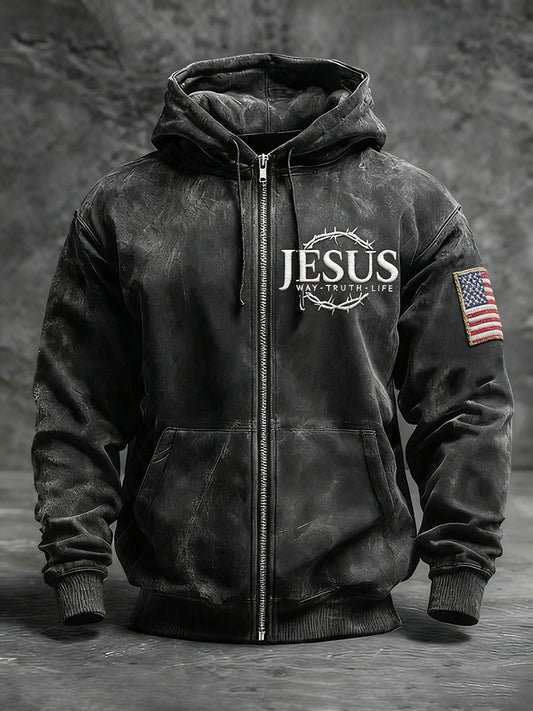 Men's Jesus Way Truth Life  Zip-Up Hoodie