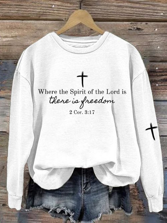 Women's Faith Cross Printed Casual Sweatshirt