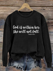 Women's God Is Within Her She Will Not Fall Printed Casual Sweatshirt