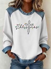 Women's Christmas Cross Print Casual Top