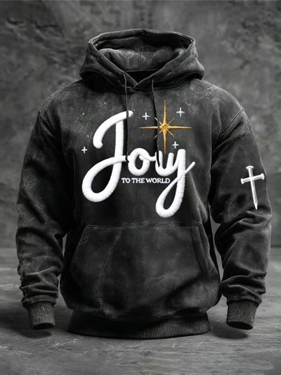Men's Joy To The World Printed Casual Hoodie