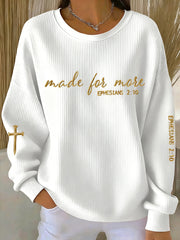 Women's Made For More Ribbed Round-Neck Sweatshirt