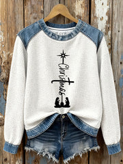 Women's Christmas Cross Print Casual Top