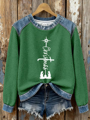 Women's Christmas Cross Print Casual Top