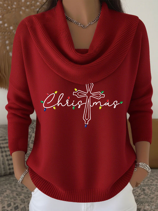 Women's Christmas Cross Print Casual Top