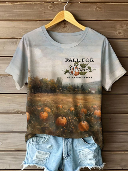 Women's Autumn Festival Pumkin Printed T-shirt