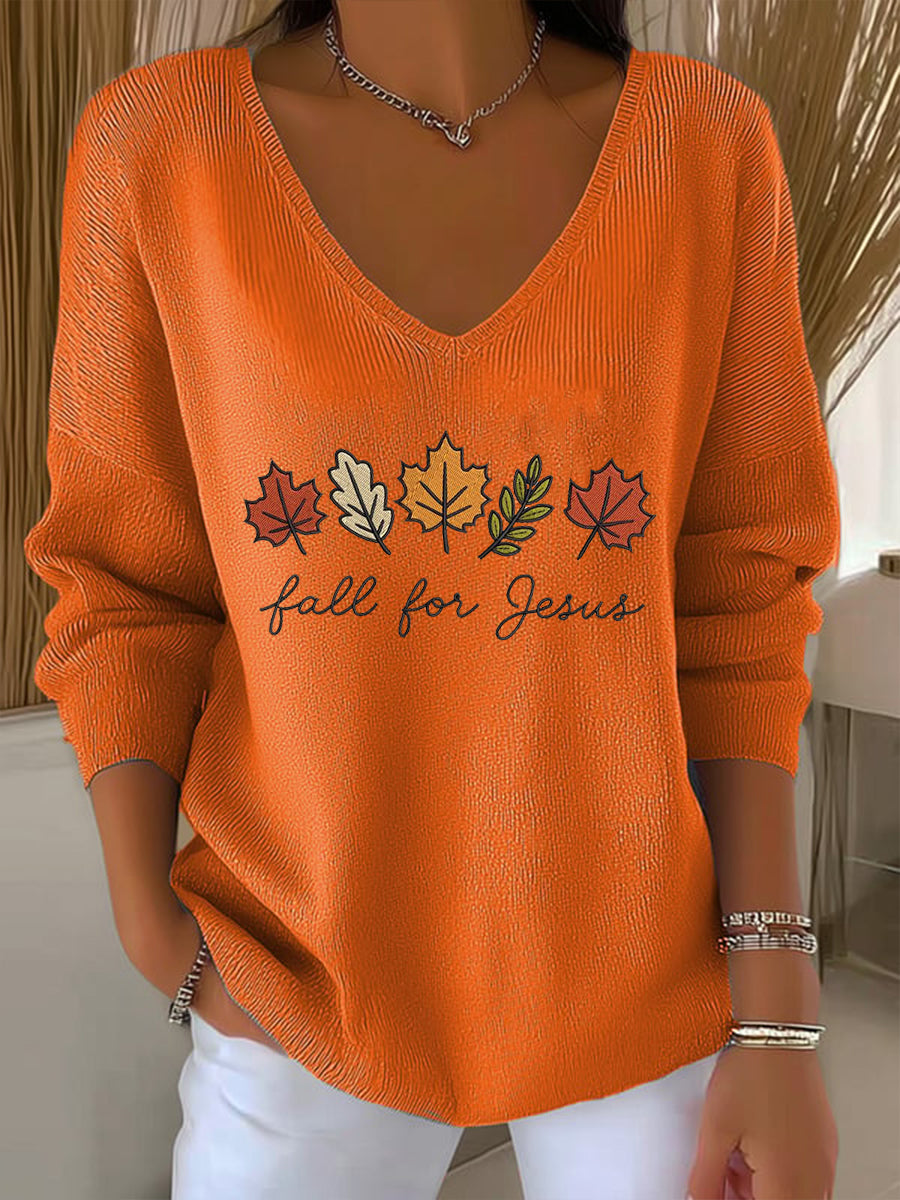 Women's Fall For Jesus Five-quarter Sleeve Top