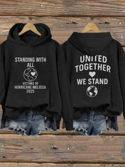 Women's Standing With All Victims Of Hurricane Melissa United Together We Stand Hoodie