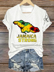 Women's Jamaica Strong Cross Reggae V-Neck Tee