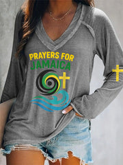 Women's Hurricane Melissa Jamaica Stronger Than The Storm Pray For Jamaica Long-Sleeve T-Shirt