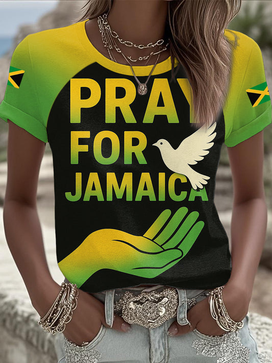 Women's Hurricane Melissa Pray For Jamaica Print T-shirt