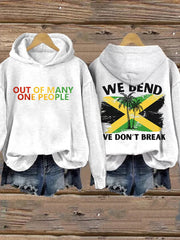 Women's Jamaica Strong Out Of Many One People We Bend We Don't Break  Sweatshirt