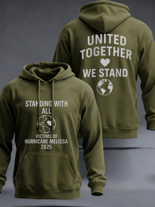Men's Standing With All Victims Of Hurricane Melissa United Together We Stand Hoodie