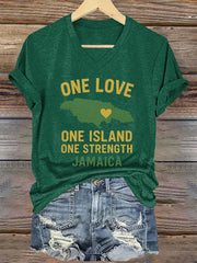 Women's Hurricane Melissa One Love One Island One Strength Jamaica V-Neck Tee