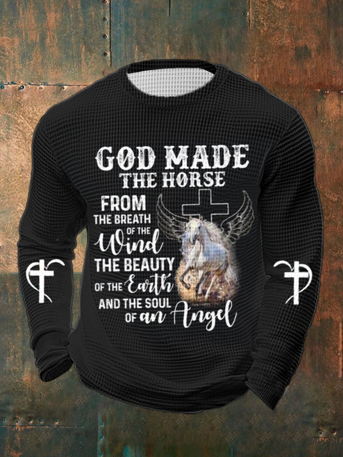 Men's GOD MADE THE HORSE Waffle Long Sleeve T-Shirt