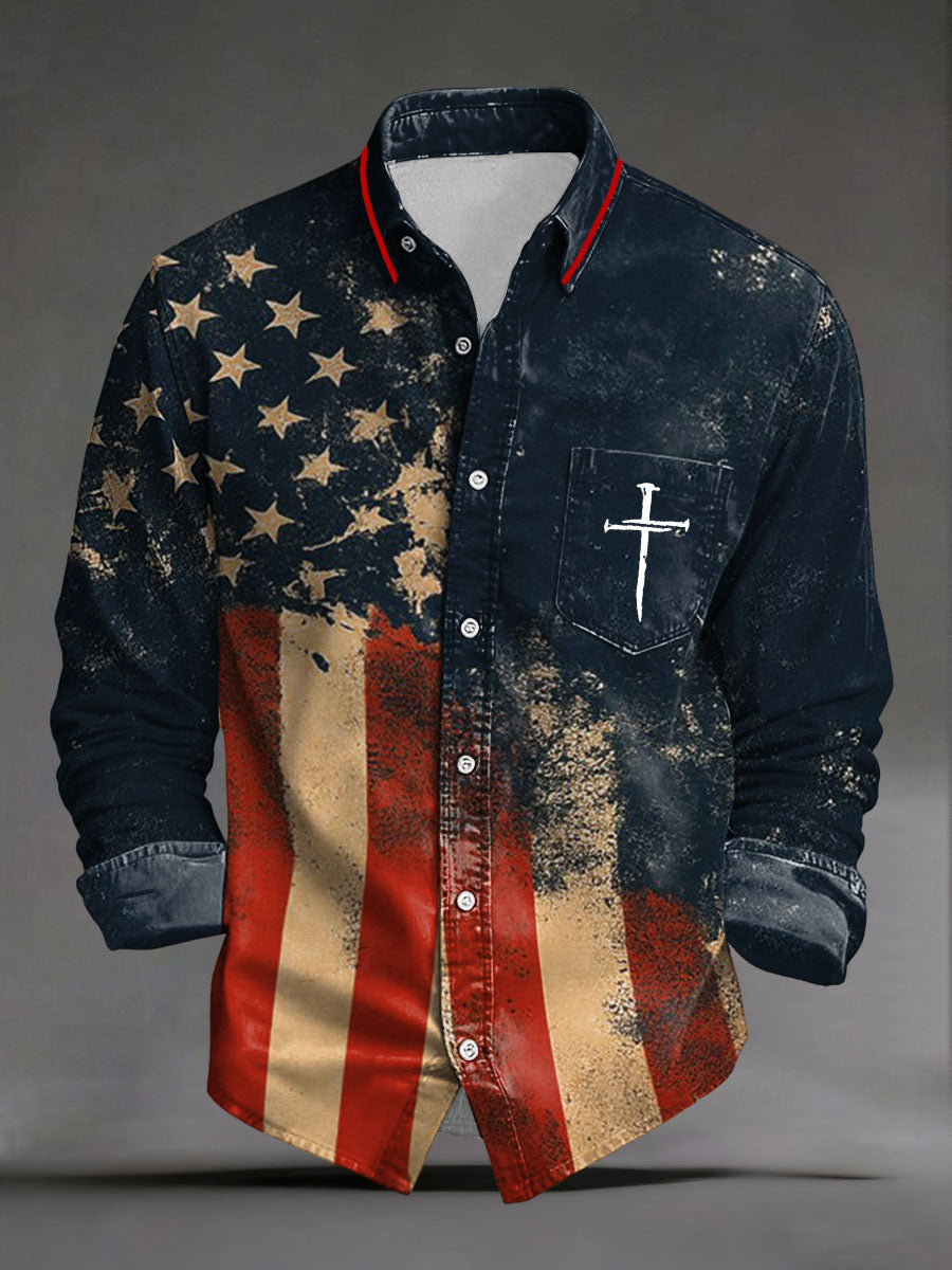 Men's Cross Print Casual Shirt