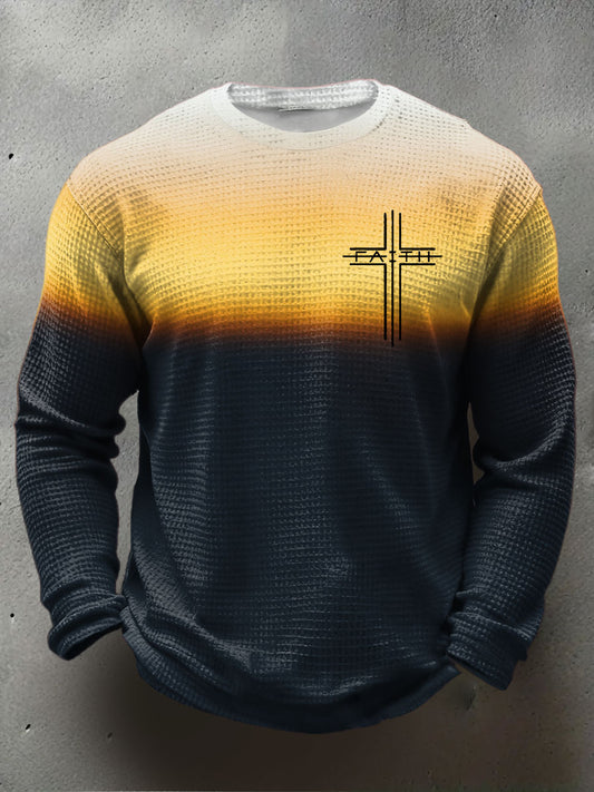 Men's Cross Waffle Print Casual T-Shirt
