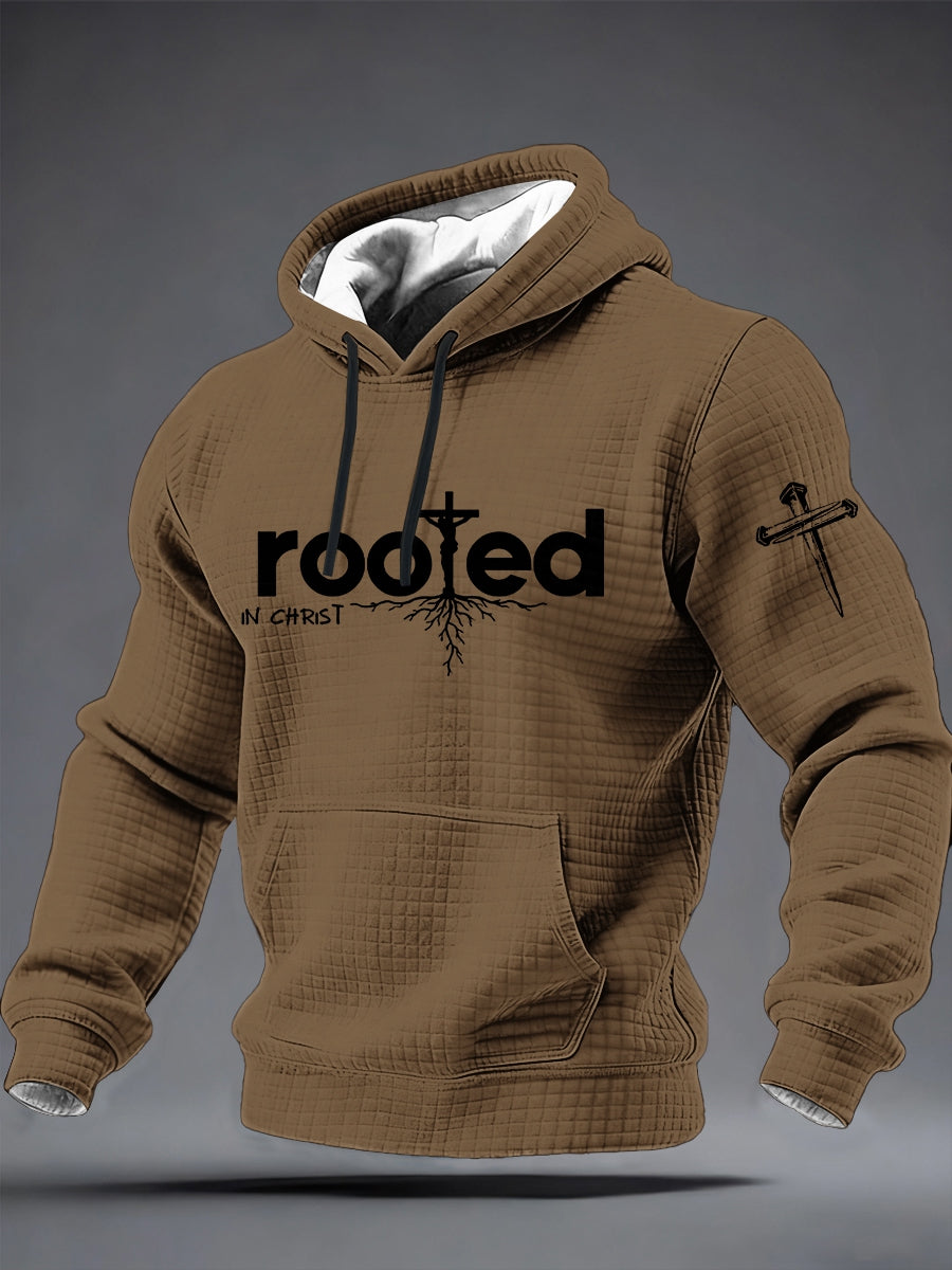 Men's Rooted IN CHRIST Checkered Cotton Hoodie