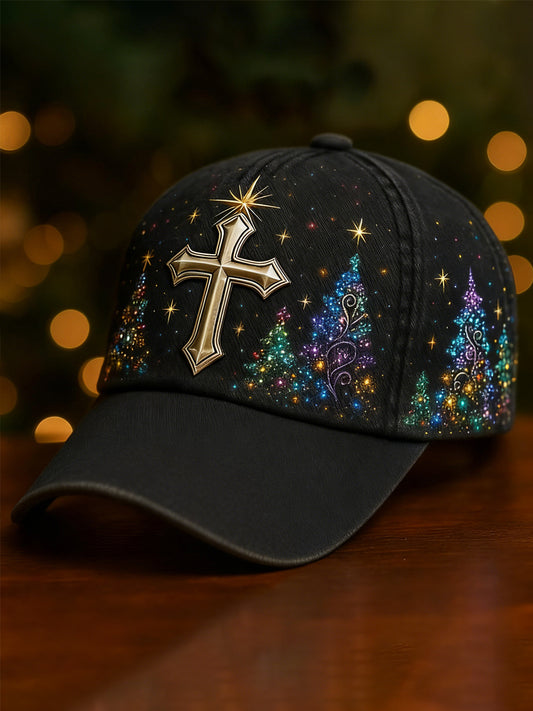 Unisex Christmas Tree Cross Print Hat