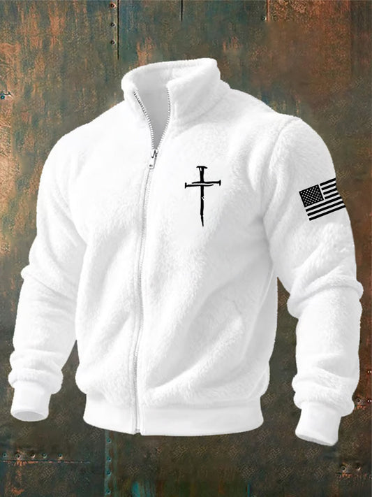 Men's Jesus The Way The Truth The Life John 14:6 Christian Cross  Zipper Flannel Hoodie