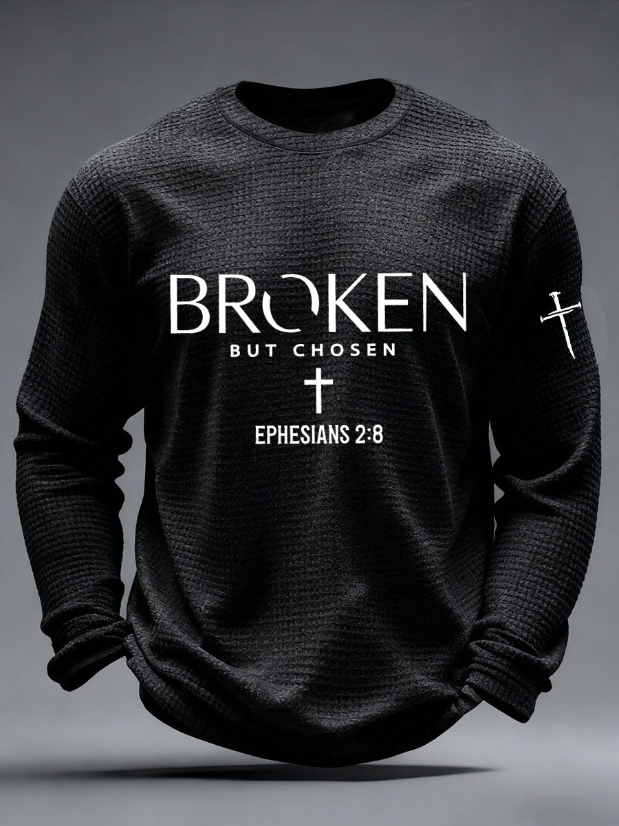 Men's Cross Waffle Print Casual T-Shirt