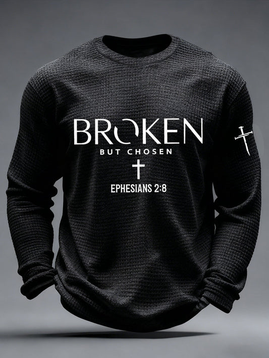 Men's Cross Waffle Print Casual T-Shirt