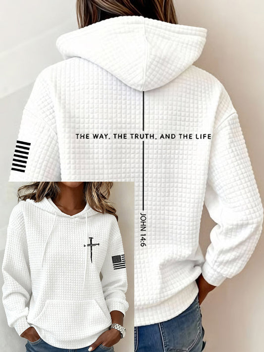 Women's The Way And The Truth And The Life John 14:6 Small Checkered Hoodie