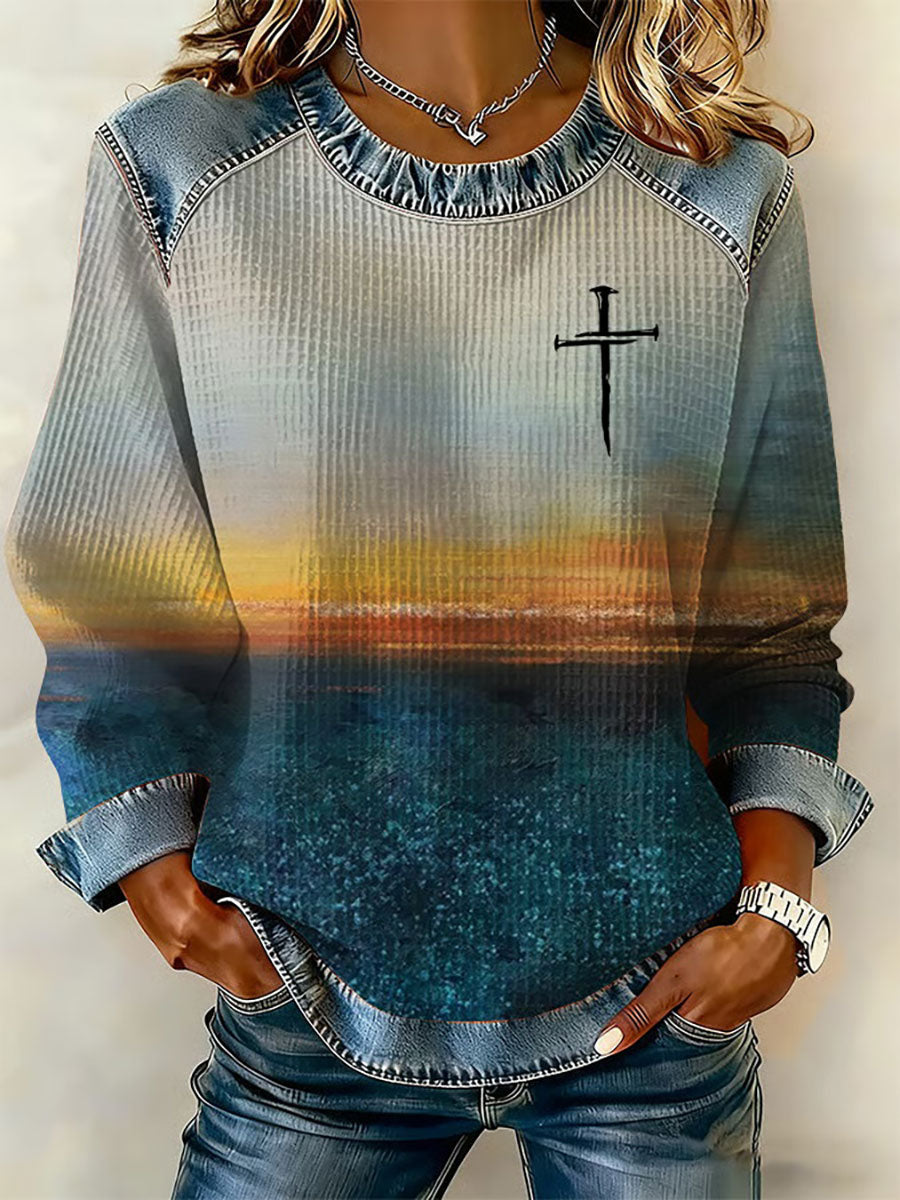 Women's Cross Print Casual Top