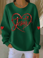 Women's Love Christian Cross Printed Sweatshirt