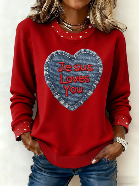 Women's Heart Print Casual Top