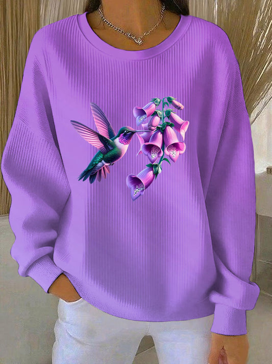 Women's Purple Art Print Casual Sweatshirt