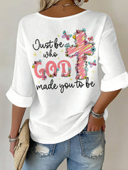 Women's 'just be who God made you to be' V-neck tops